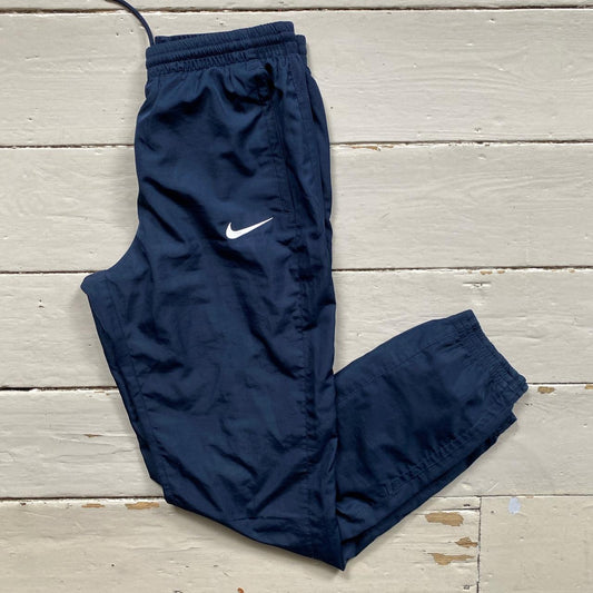 Nike Navy White Swoosh Shell Bottoms (Small)