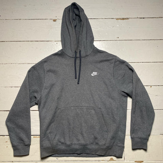 Nike Swoosh Grey and White Hoodie (Large)