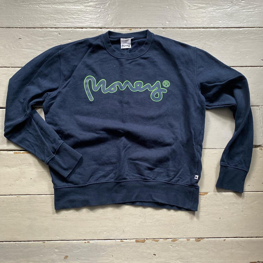 Money Clothing Navy and Green Jumper (XL)