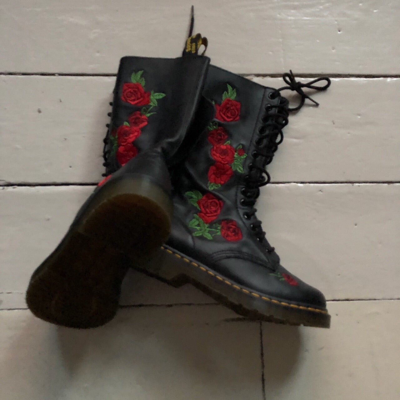 Dr Martens High Floral Embroidered Boots (UK 5)