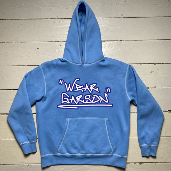 Wear Garson Graffiti Contrast Stitch Baby Blue Hoodie