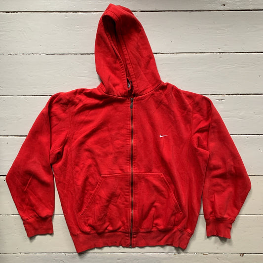 Nike Swoosh Red and White Hoodie (Large)
