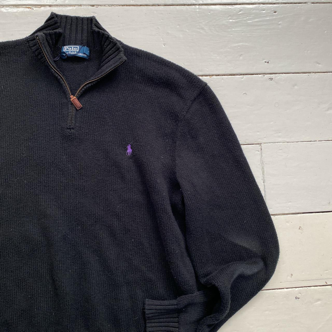 Ralph Lauren Polo Black and Purple Jumper (XXL)