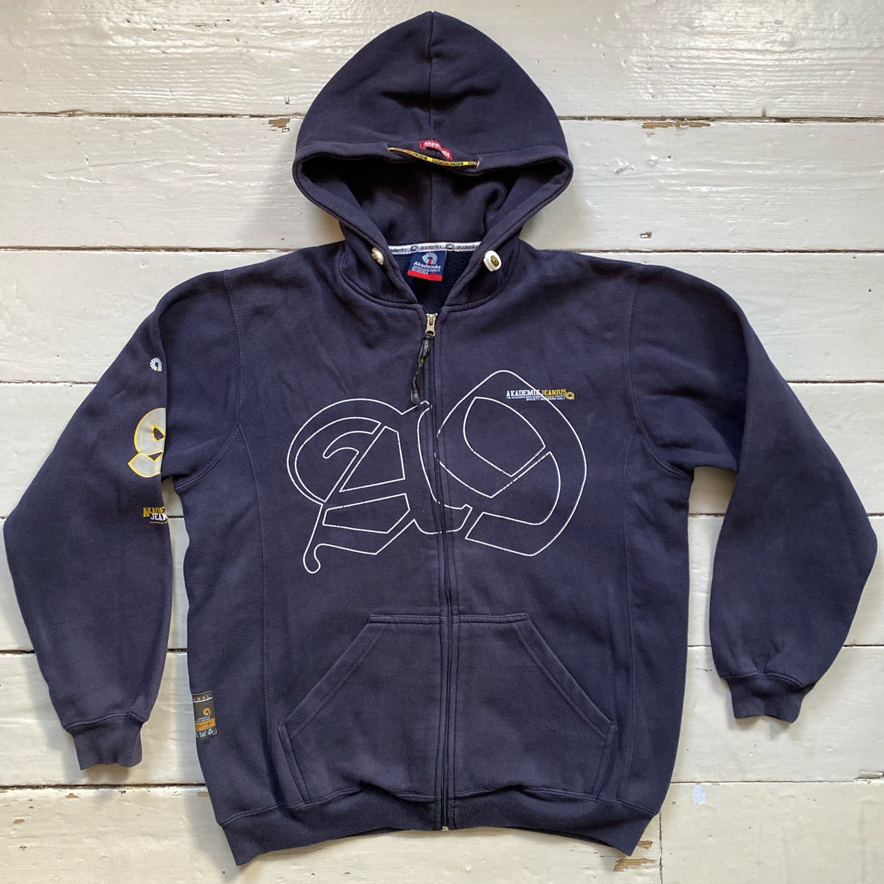 Akademiks A9 Vintage Navy and White Hoodie (XL) – Wear Garson