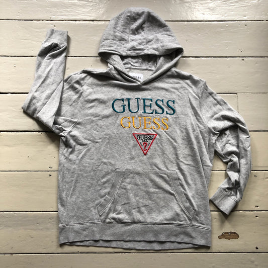 Guess Grey Multi Spellout Hoodie (XL)