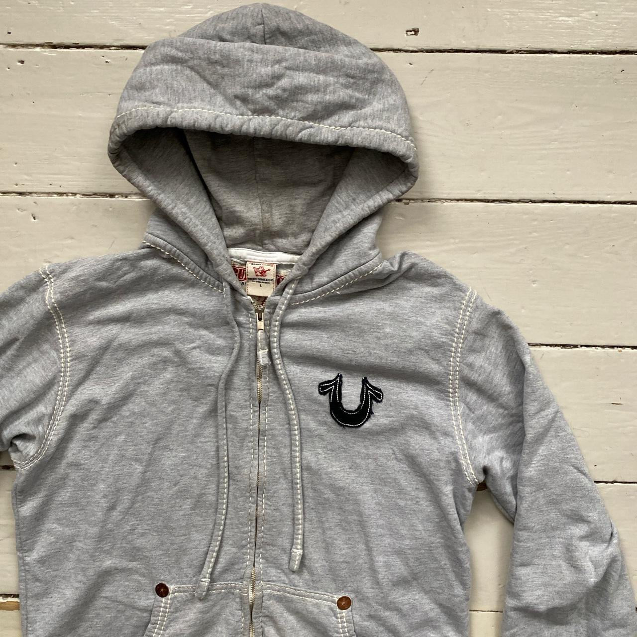 True Religion Stitch Grey Hoodie (Large)