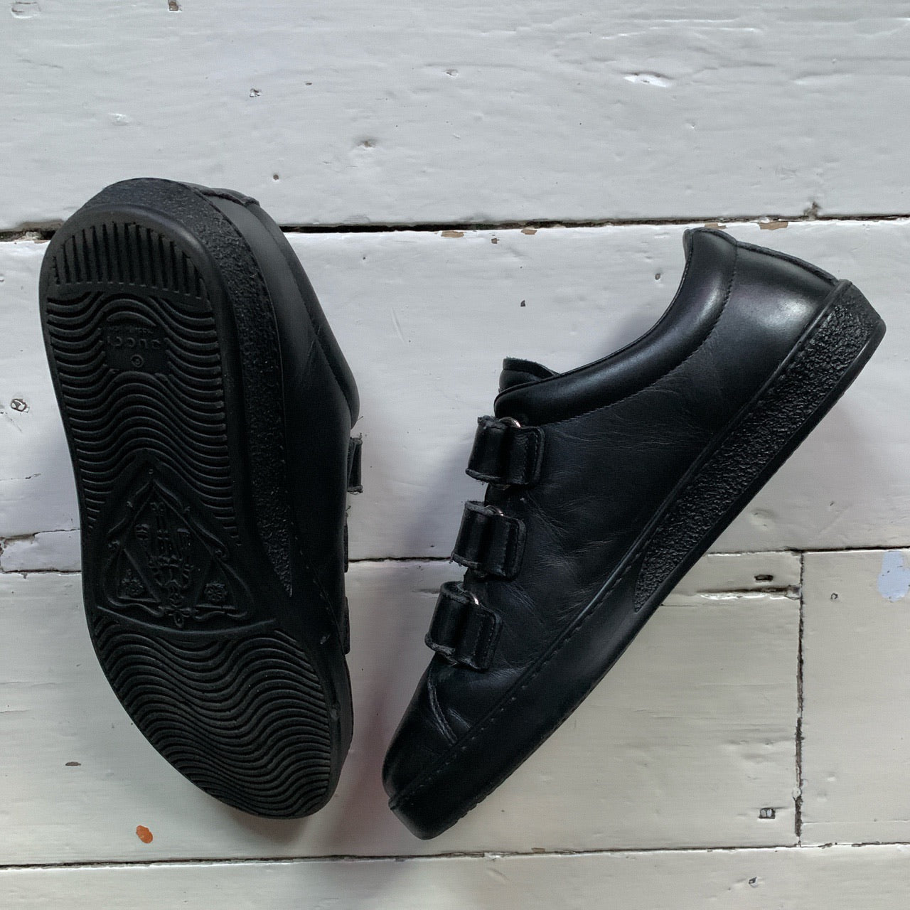 Gucci Velcro Strap Leather Trainers (UK 9)