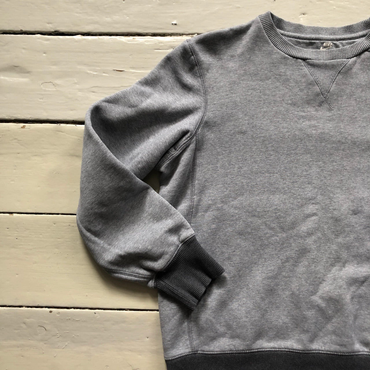 Nike Grey Red Swoosh Sweatshirt (Large)