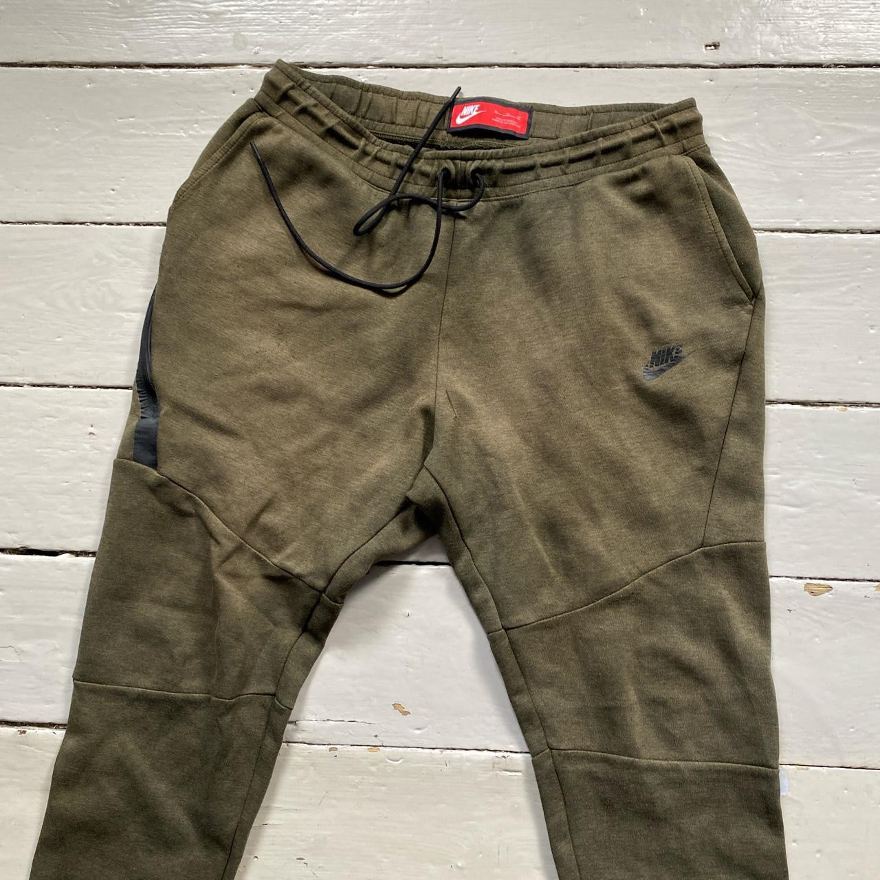 Nike Tech Fleece Olive Khaki Green Bottoms (XL)