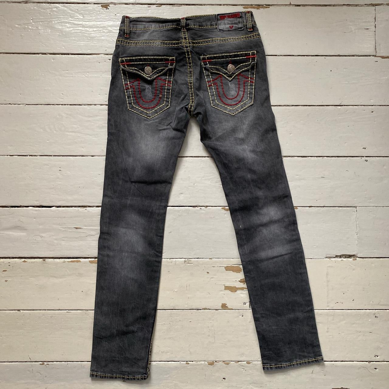 True Religion Big Stitch Grey Gold and Red Jeans (32/33)