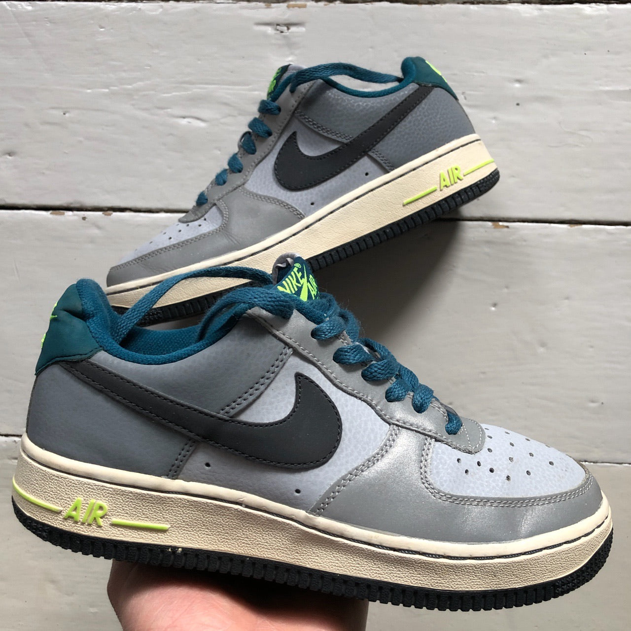 Nike Air Force 1 Grey, Green Black (UK 5)