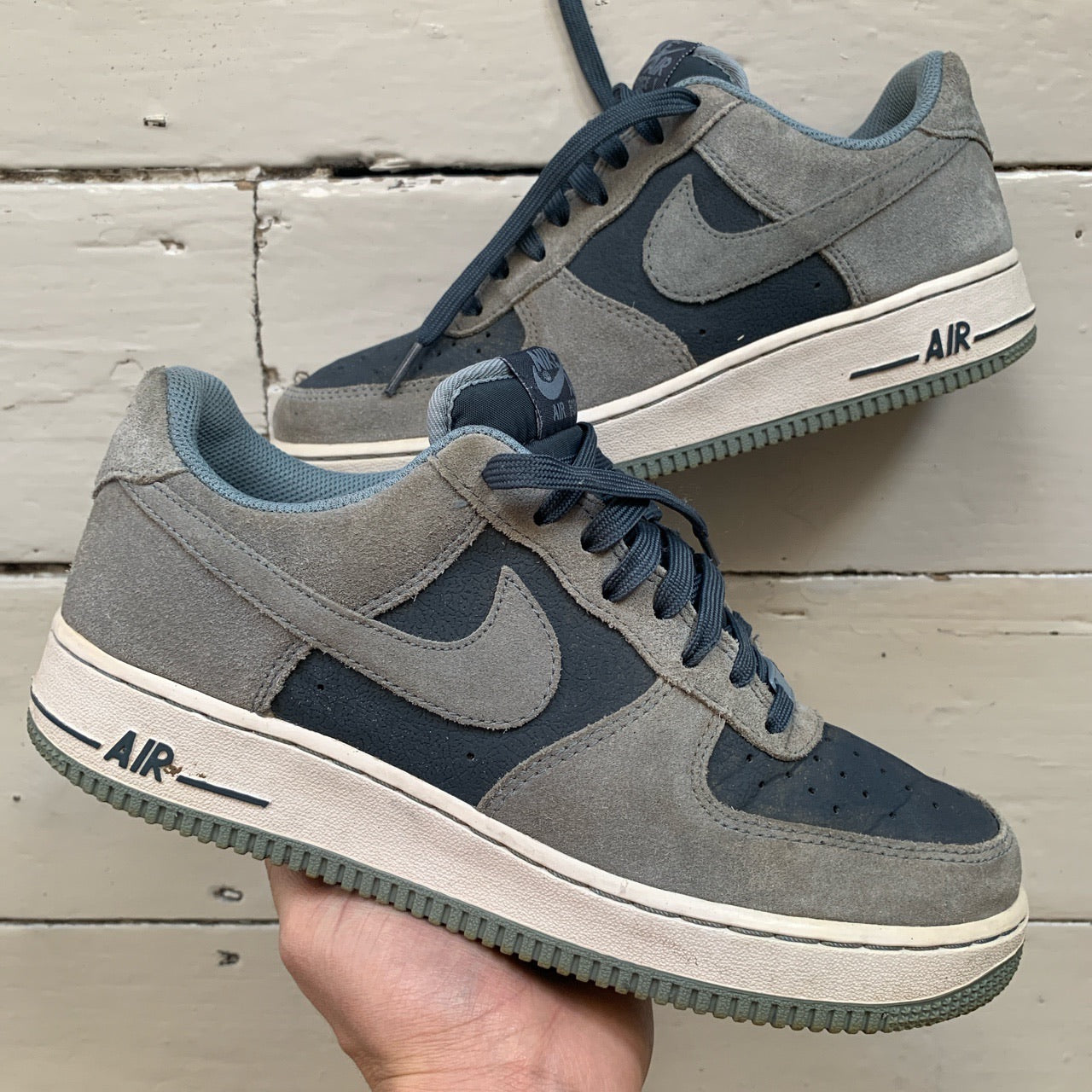 Nike Air Force 1 Suede Grey and Blue (UK 7)