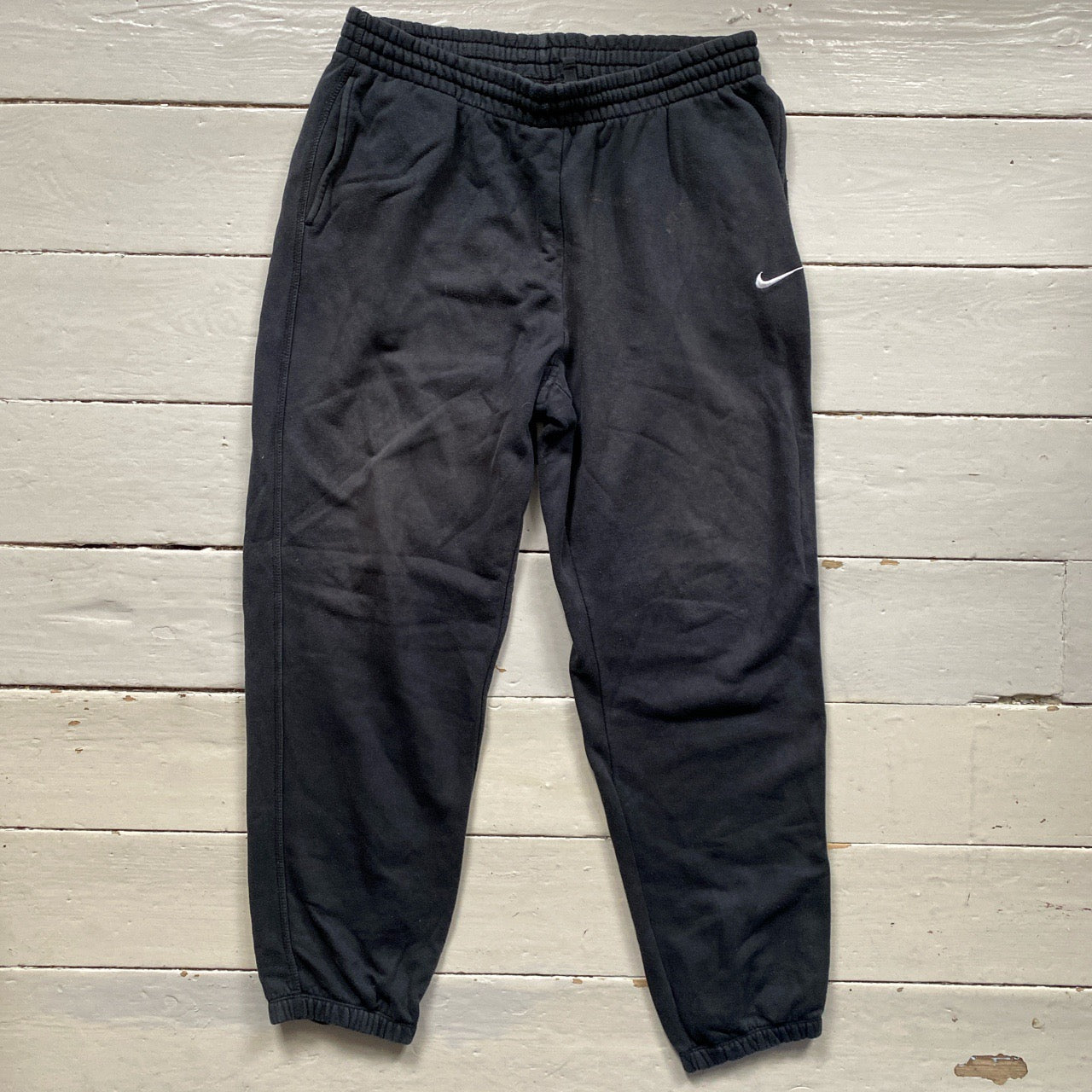 Nike White Swoosh Black Joggers (XXL)