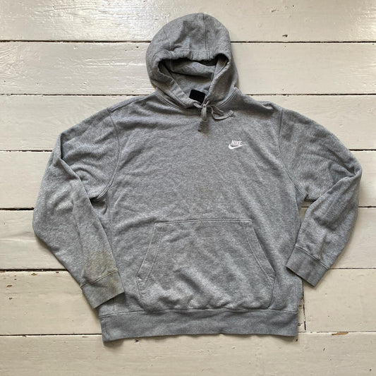 Nike Swoosh Grey and White Hoodie (Medium)